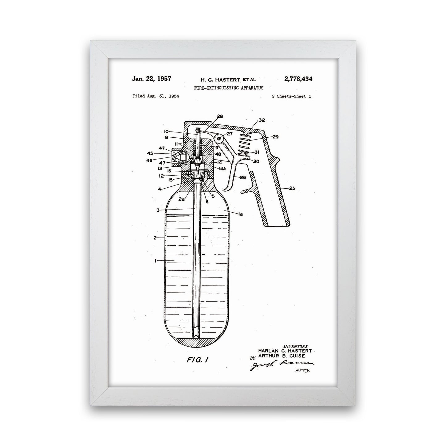 Fire Extinguisher Patent Art Print by Jason Stanley White Grain