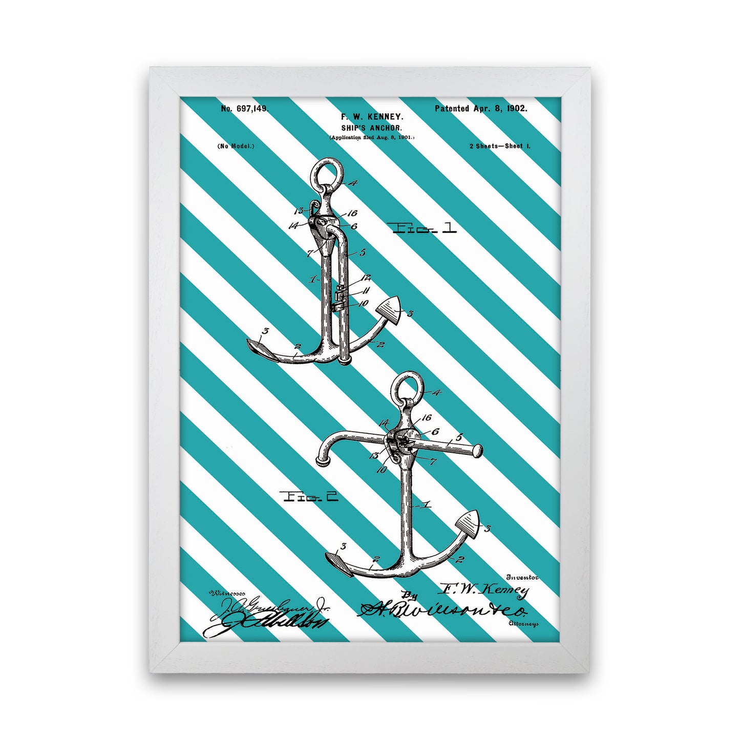 Anchor Patent Side Stripe Art Print by Jason Stanley White Grain