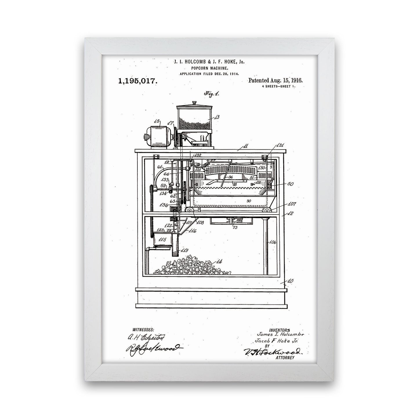 Popcorn Machine Patent Art Print by Jason Stanley White Grain