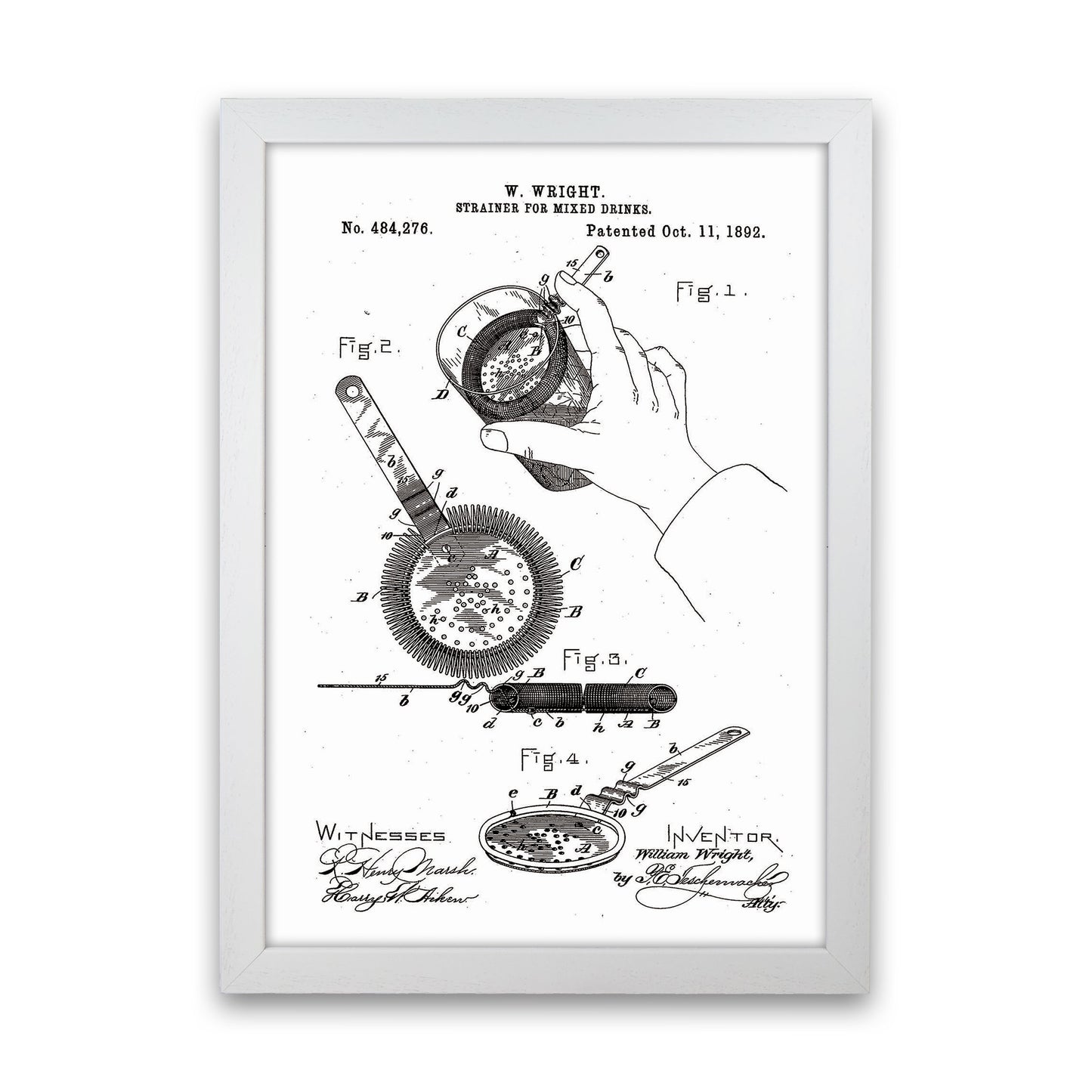 Drink Strainer Patent Art Print by Jason Stanley White Grain