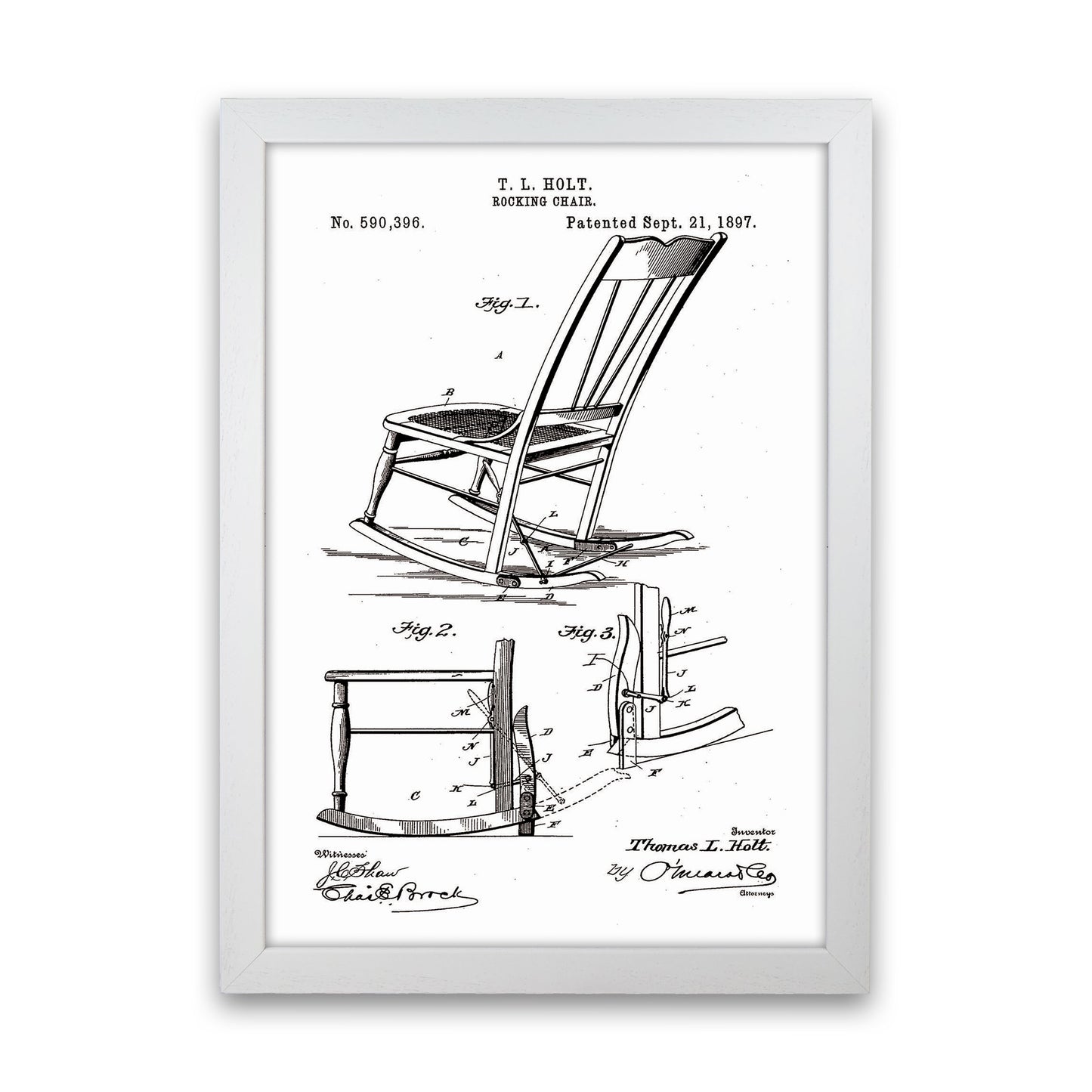 Rocking Chair Patent Art Print by Jason Stanley White Grain