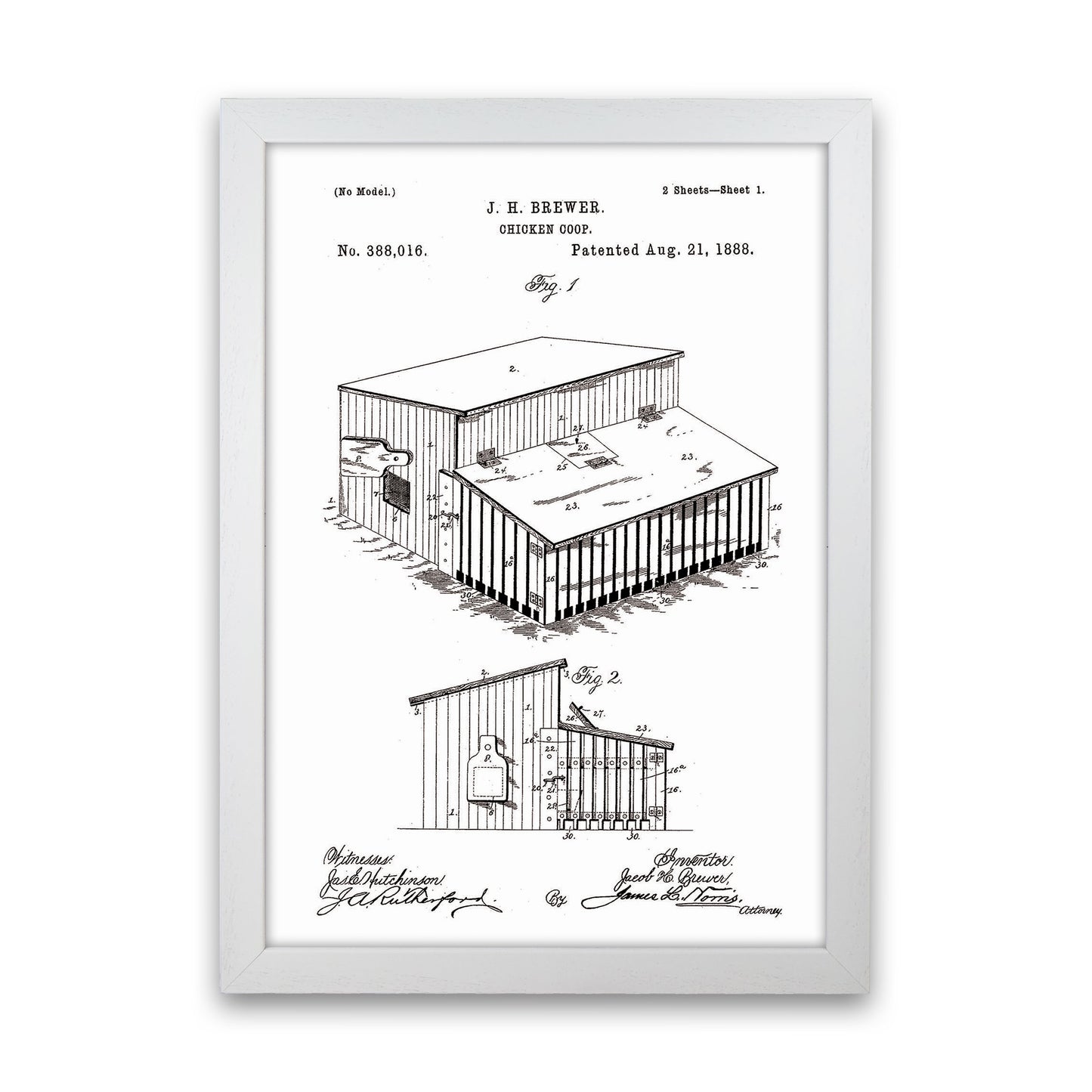 Chicken Coop Patent Art Print by Jason Stanley White Grain