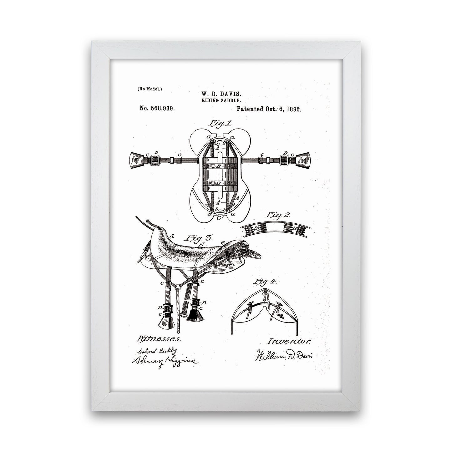 Riding Saddle Patent Art Print by Jason Stanley White Grain