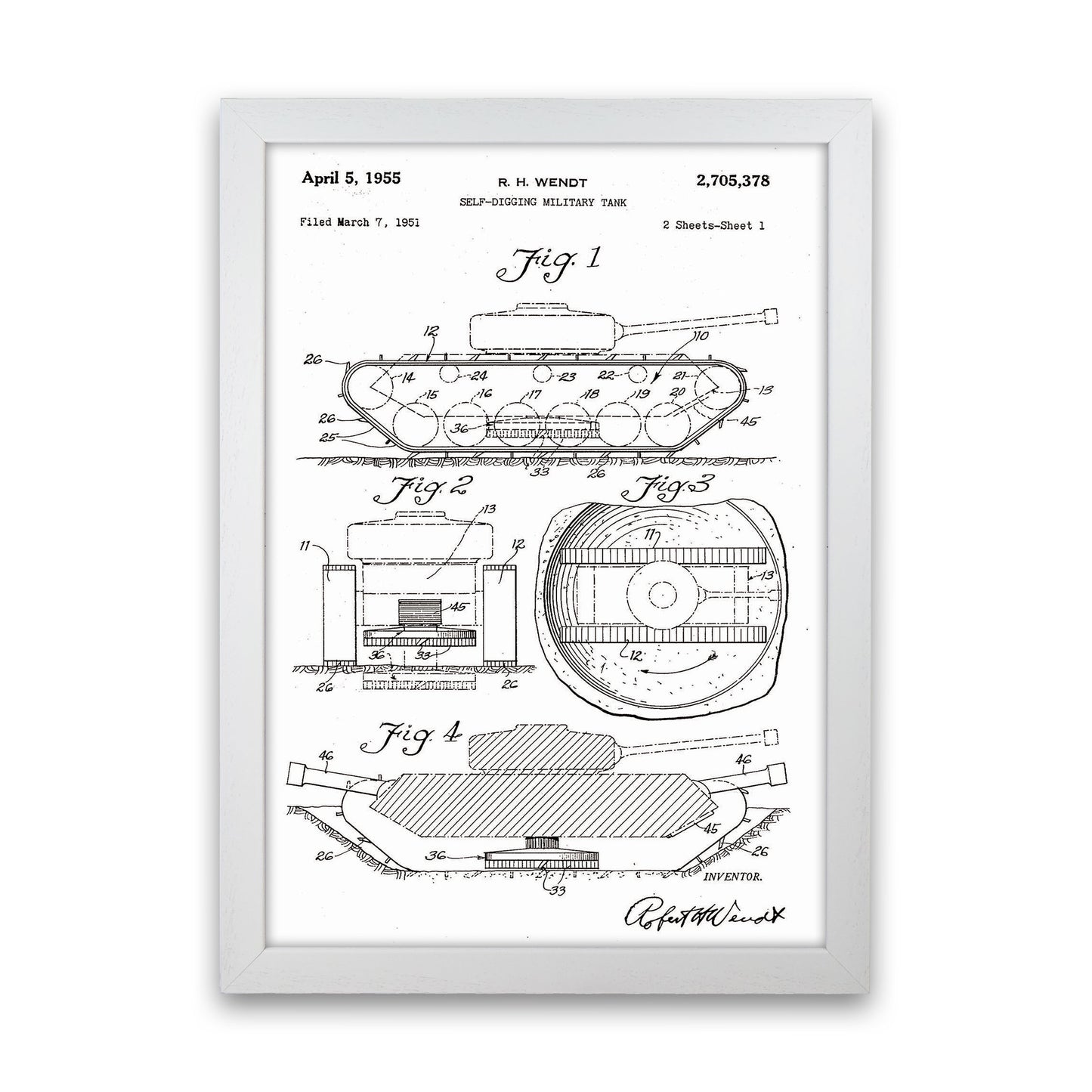 Military Tank Patent Art Print by Jason Stanley White Grain