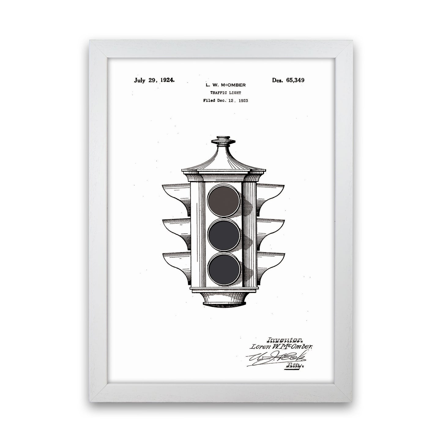 Traffic Light Patent Art Print by Jason Stanley White Grain