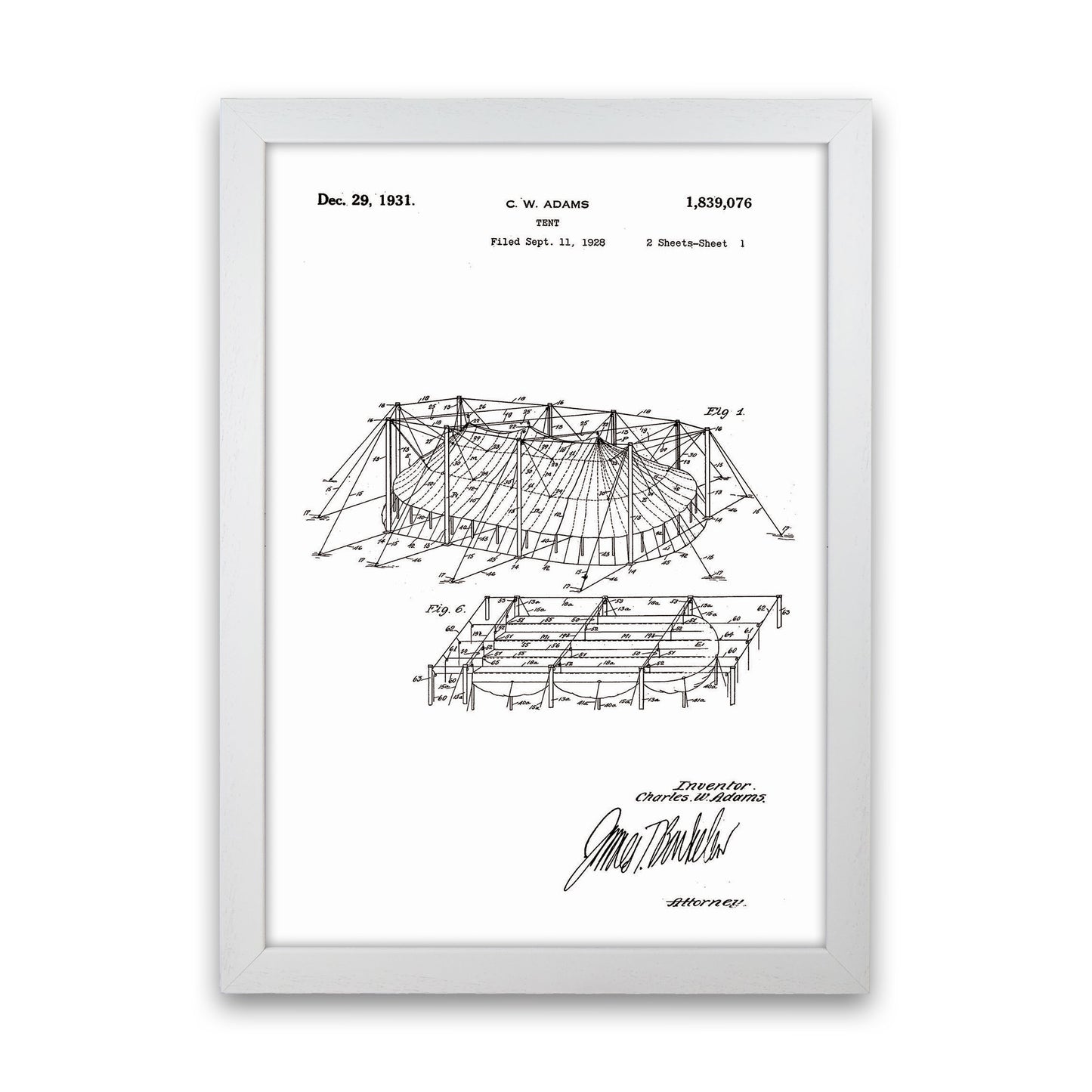 Carnival Tent Patent Art Print by Jason Stanley White Grain