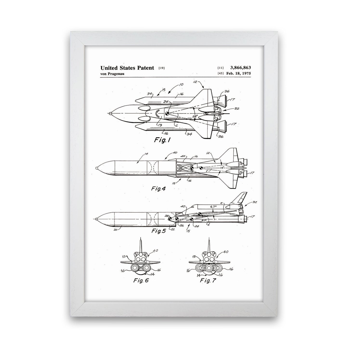 Space Shuttle Patent Art Print by Jason Stanley White Grain
