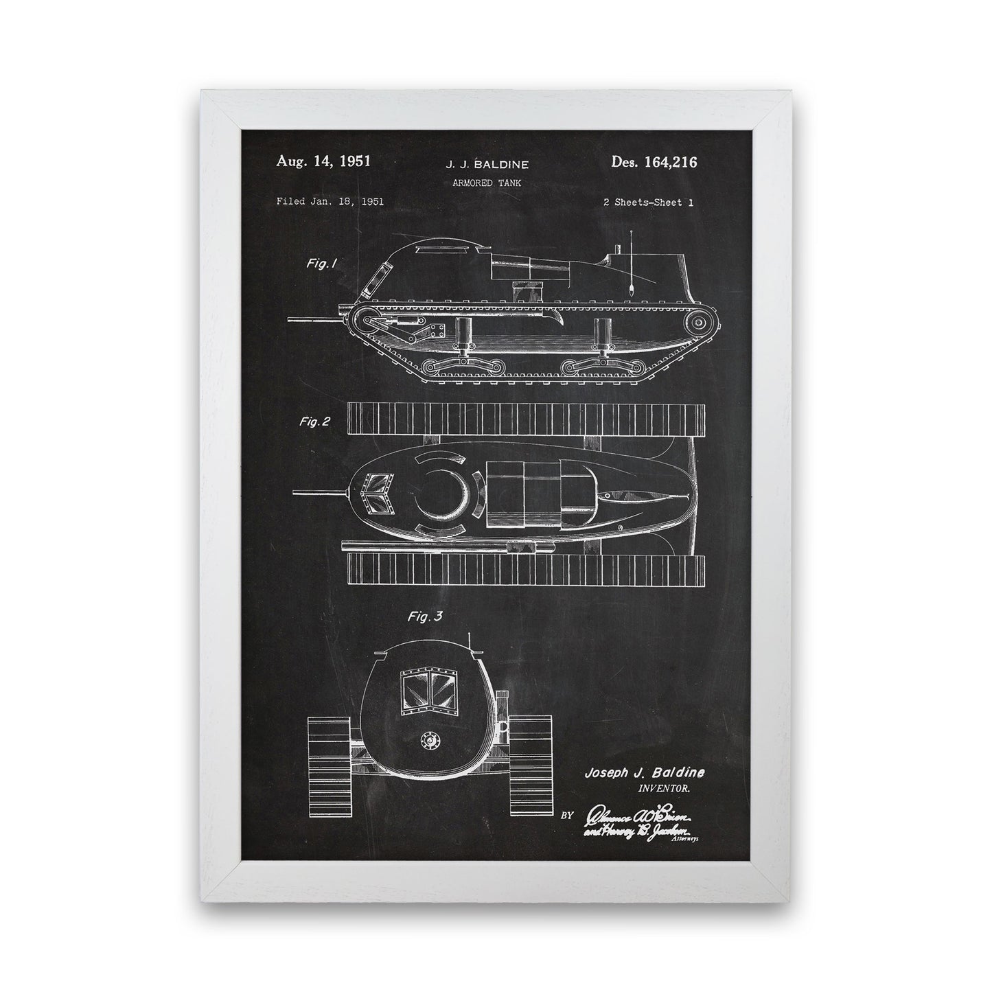 Armored Tank Patent Art Print by Jason Stanley White Grain