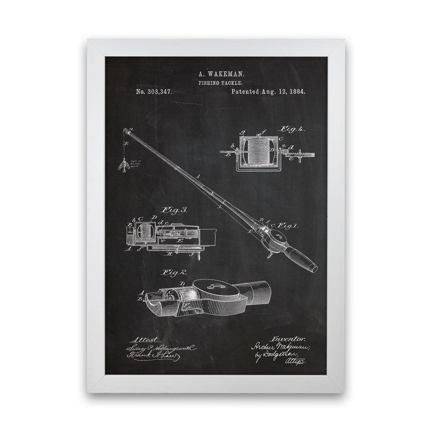 Fishing Rod Patent Art Print by Jason Stanley White Grain