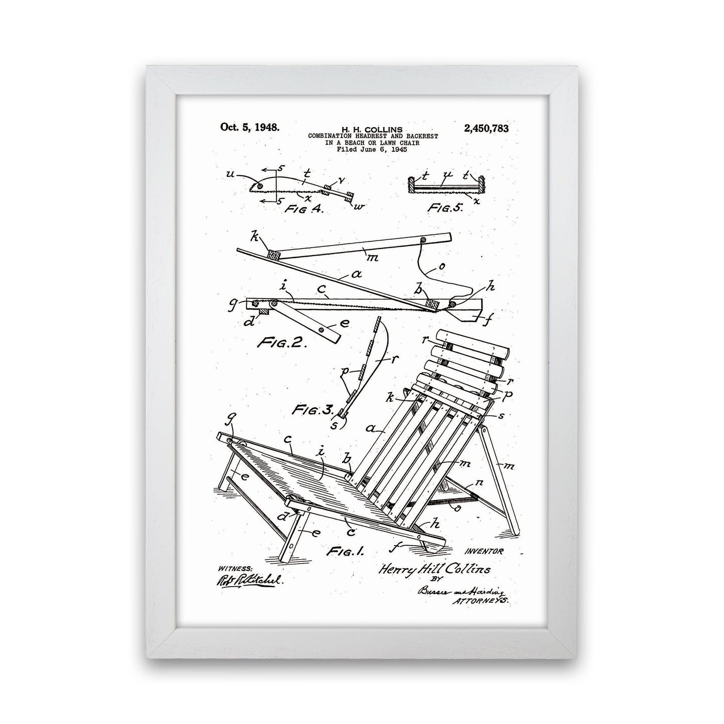 Beach Chair Patent Art Print by Jason Stanley White Grain