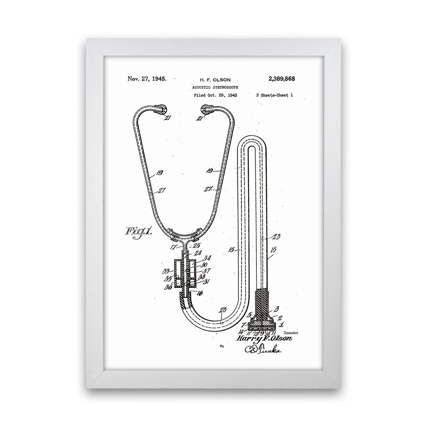 Stethoscope Patent Art Print by Jason Stanley White Grain
