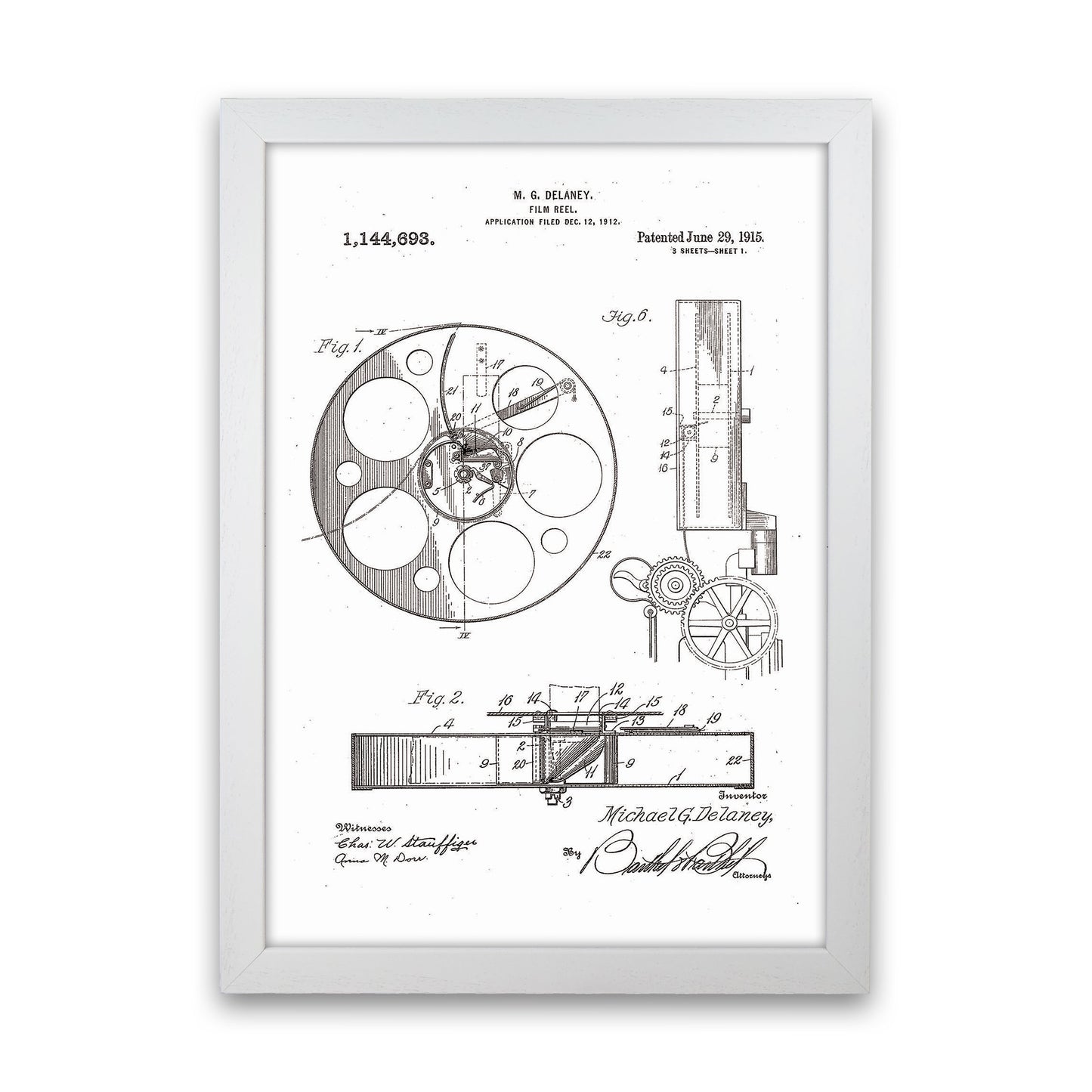 Film Reel Patent 2 Art Print by Jason Stanley White Grain