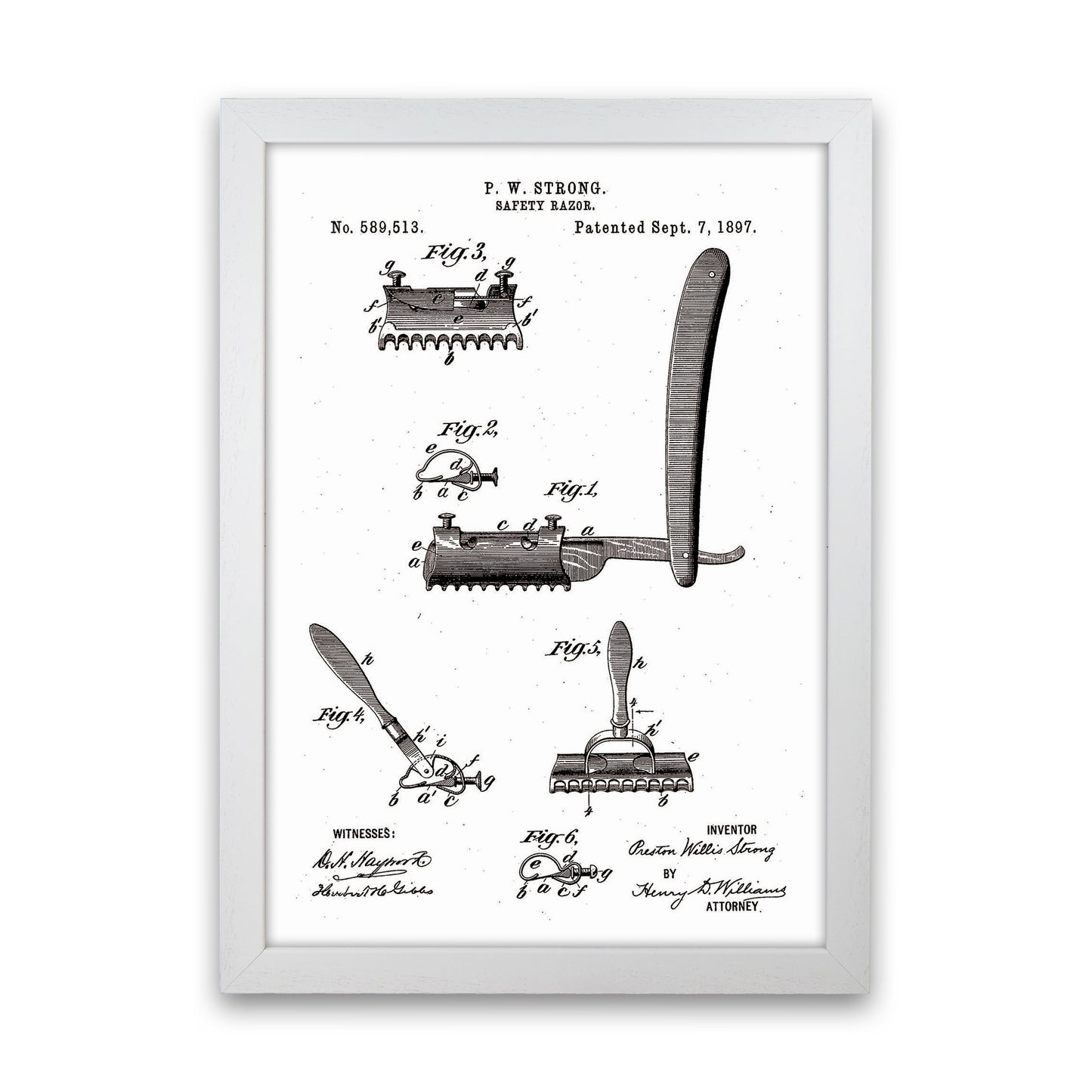 Safety Razor Patent Art Print by Jason Stanley White Grain