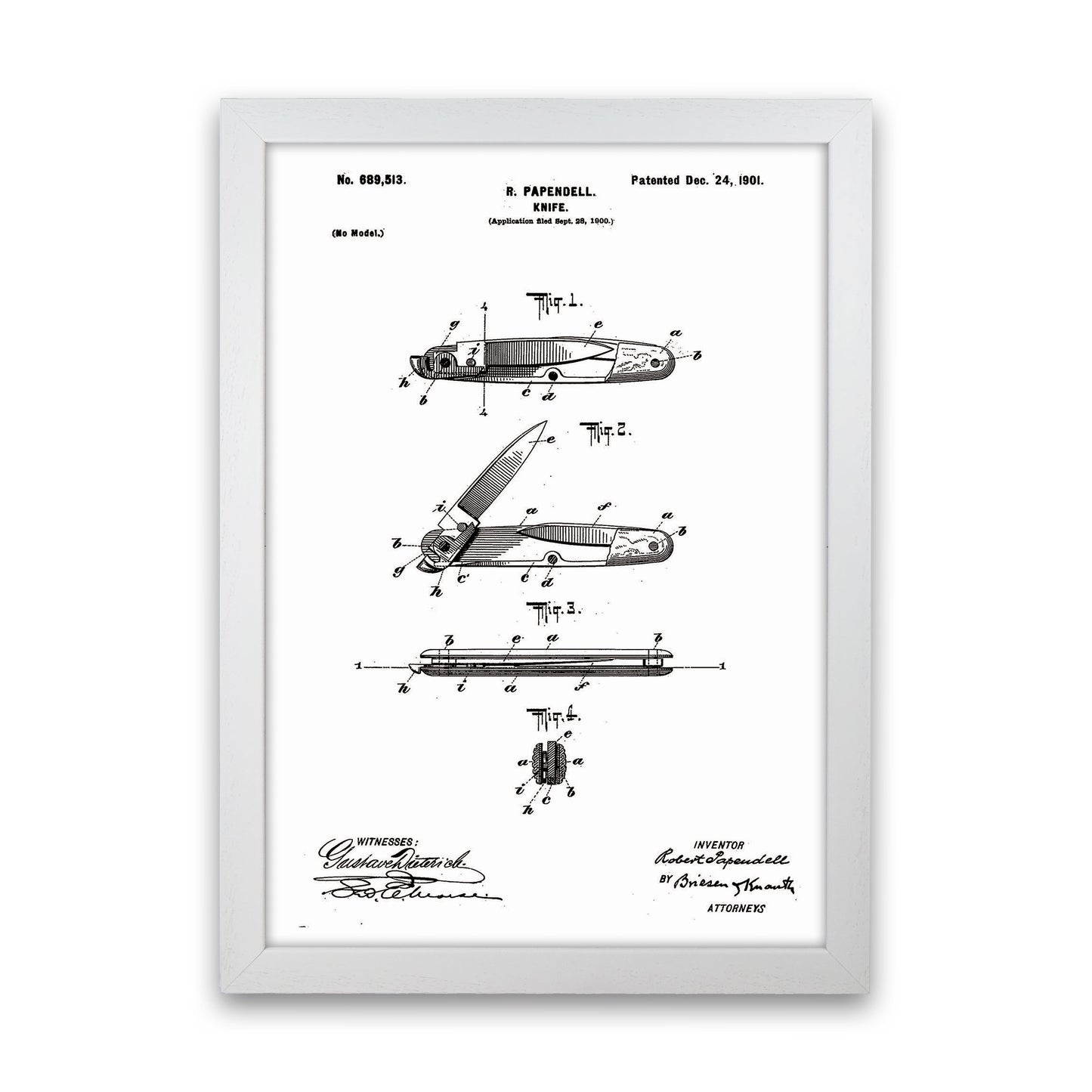 Pocket Knife Patent Art Print by Jason Stanley White Grain