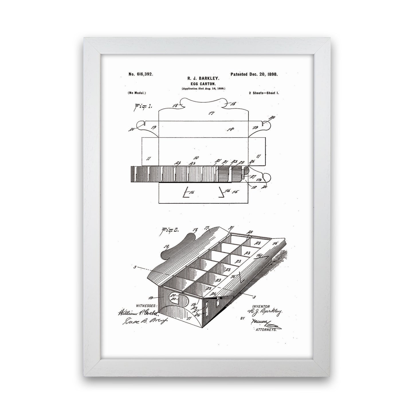 Egg Carton Patent Art Print by Jason Stanley White Grain