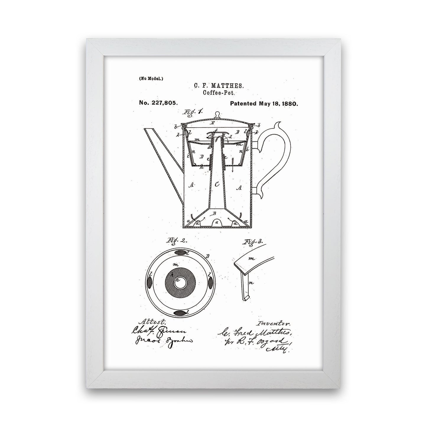 Coffee Pot Patent Art Print by Jason Stanley White Grain