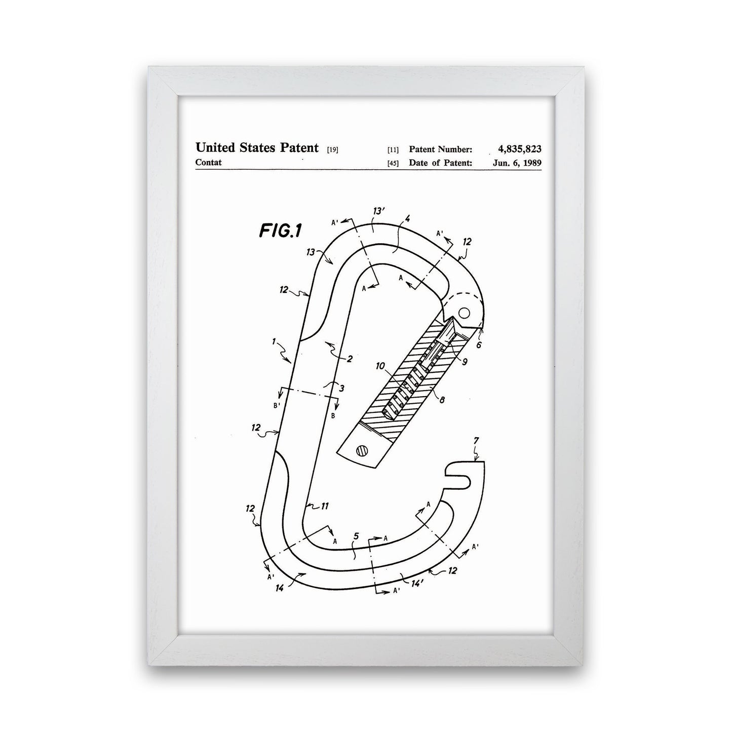 Caribiner Patent Art Print by Jason Stanley White Grain