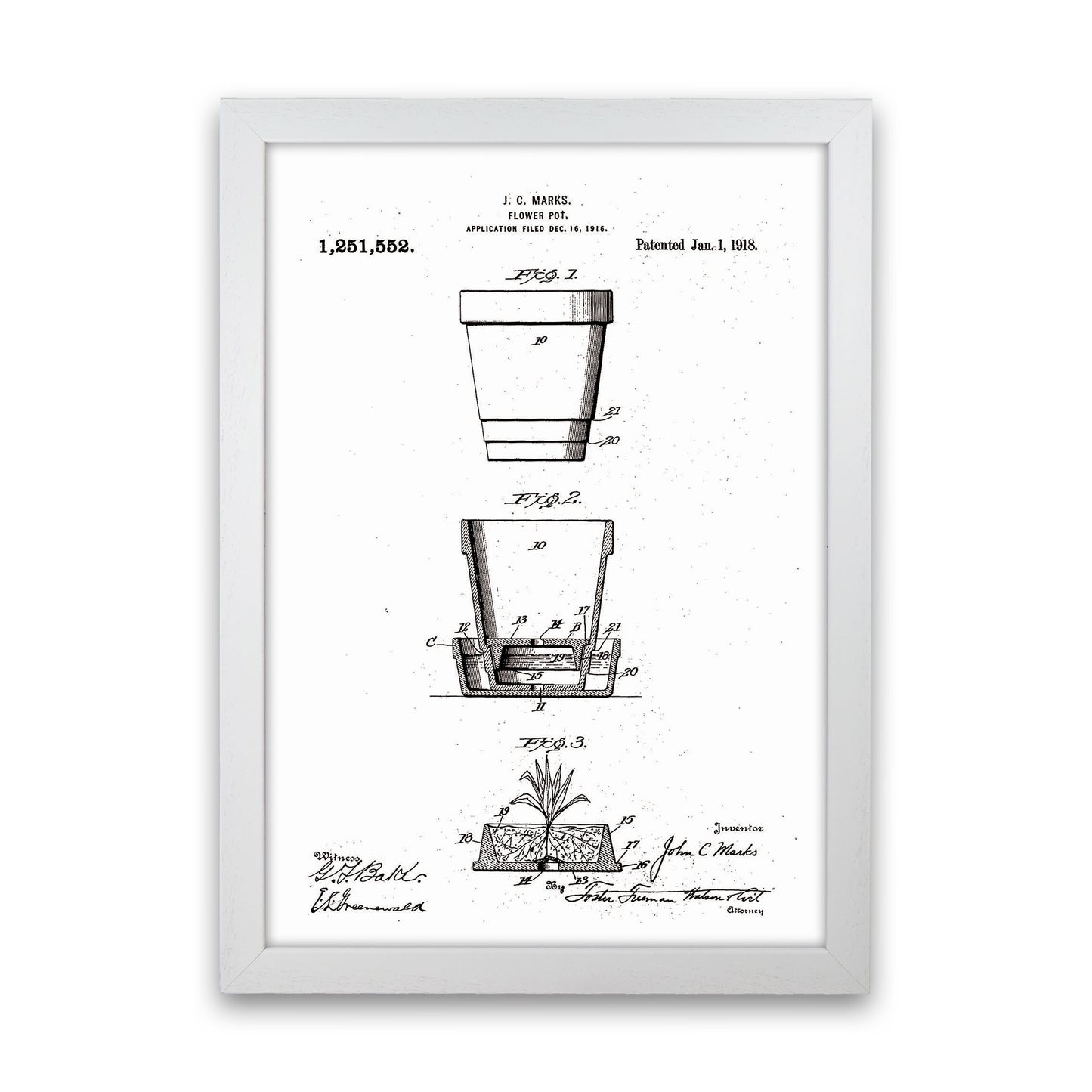 Flower Pot Patent Art Print by Jason Stanley White Grain