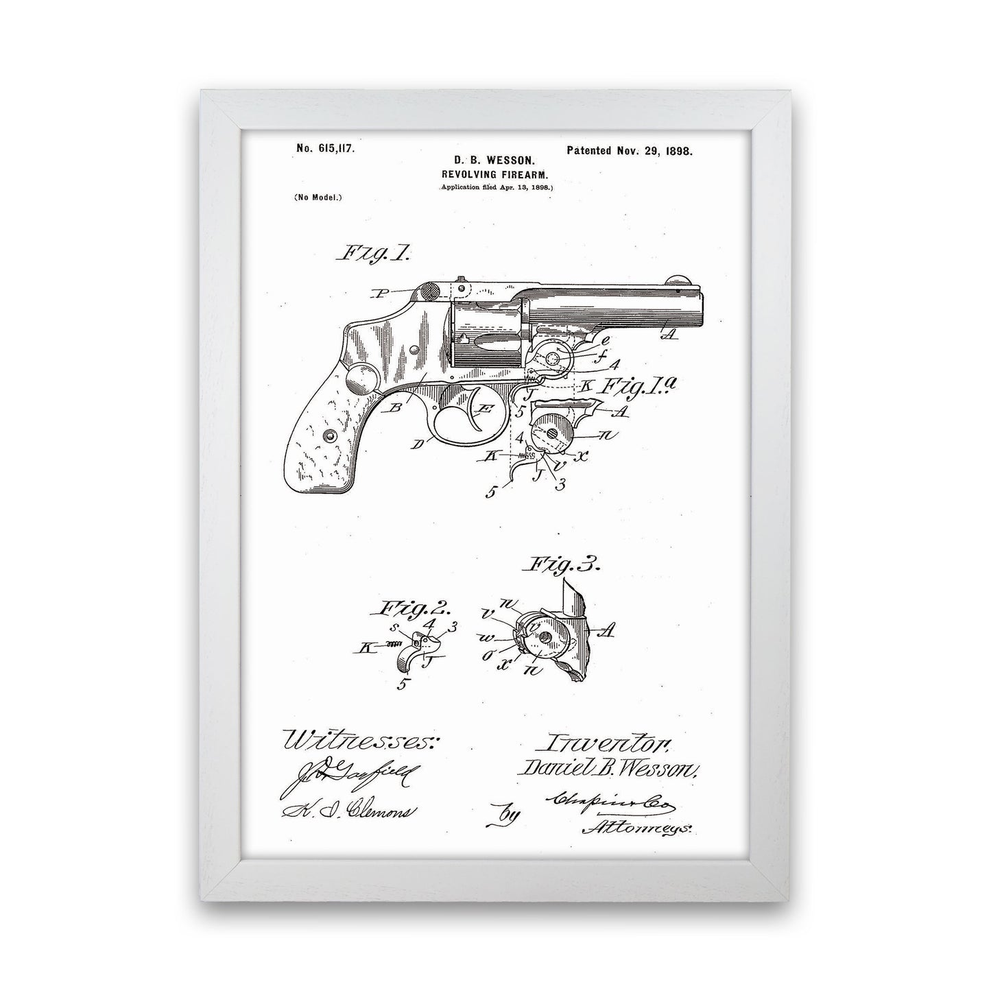Revolver Patent Art Print by Jason Stanley White Grain