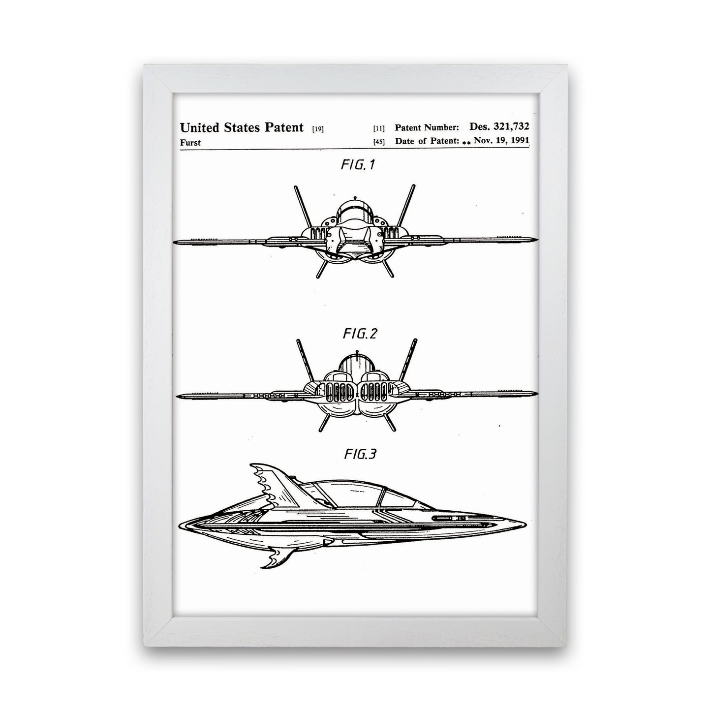 Batwing Patent Art Print by Jason Stanley White Grain