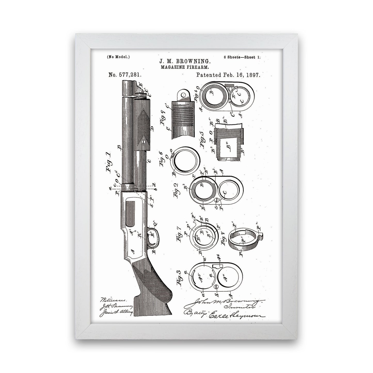 Shotgun Patent Art Print by Jason Stanley White Grain