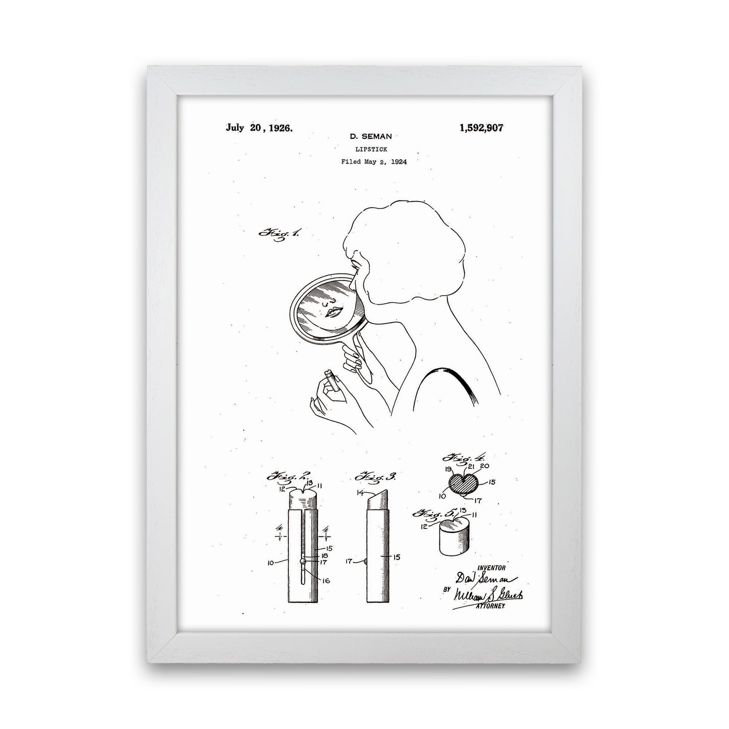 Lipstick Patent Art Print by Jason Stanley White Grain