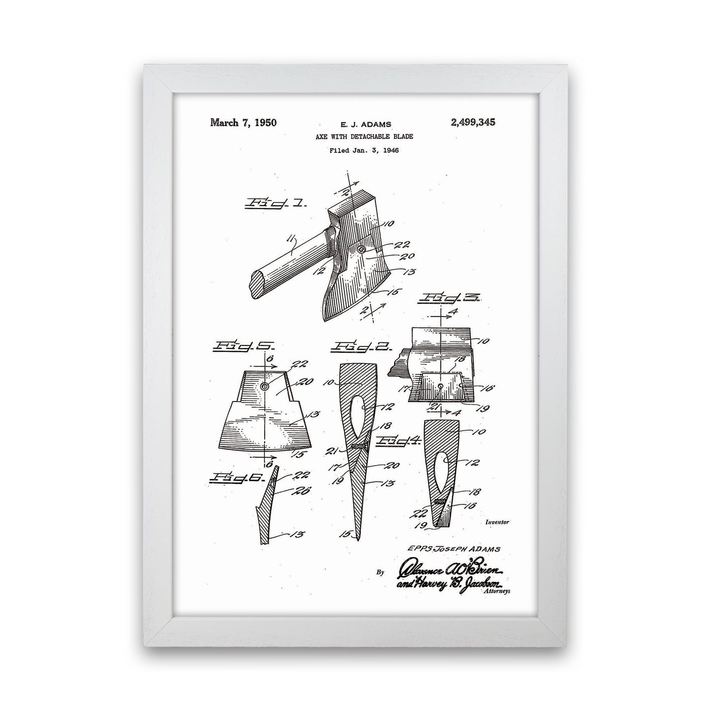 Axe Patent Art Print by Jason Stanley White Grain