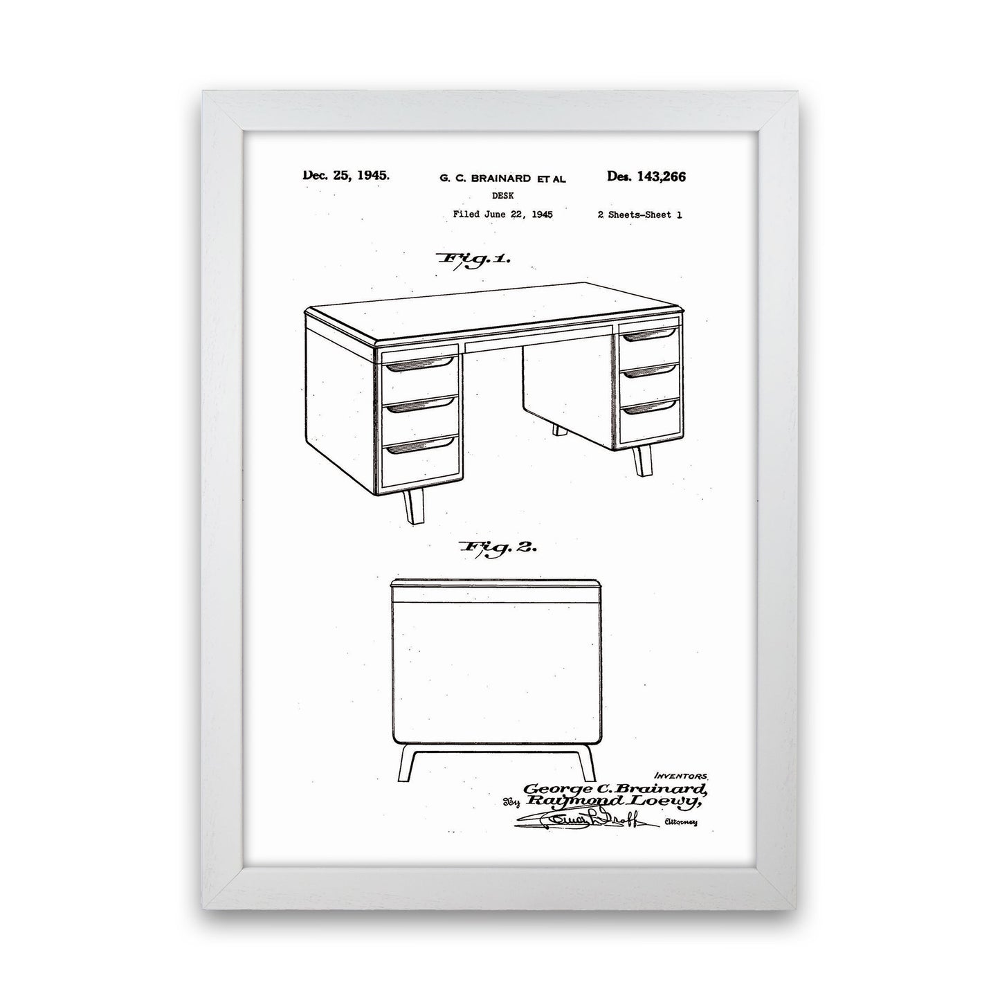 Desk Patent Art Print by Jason Stanley White Grain