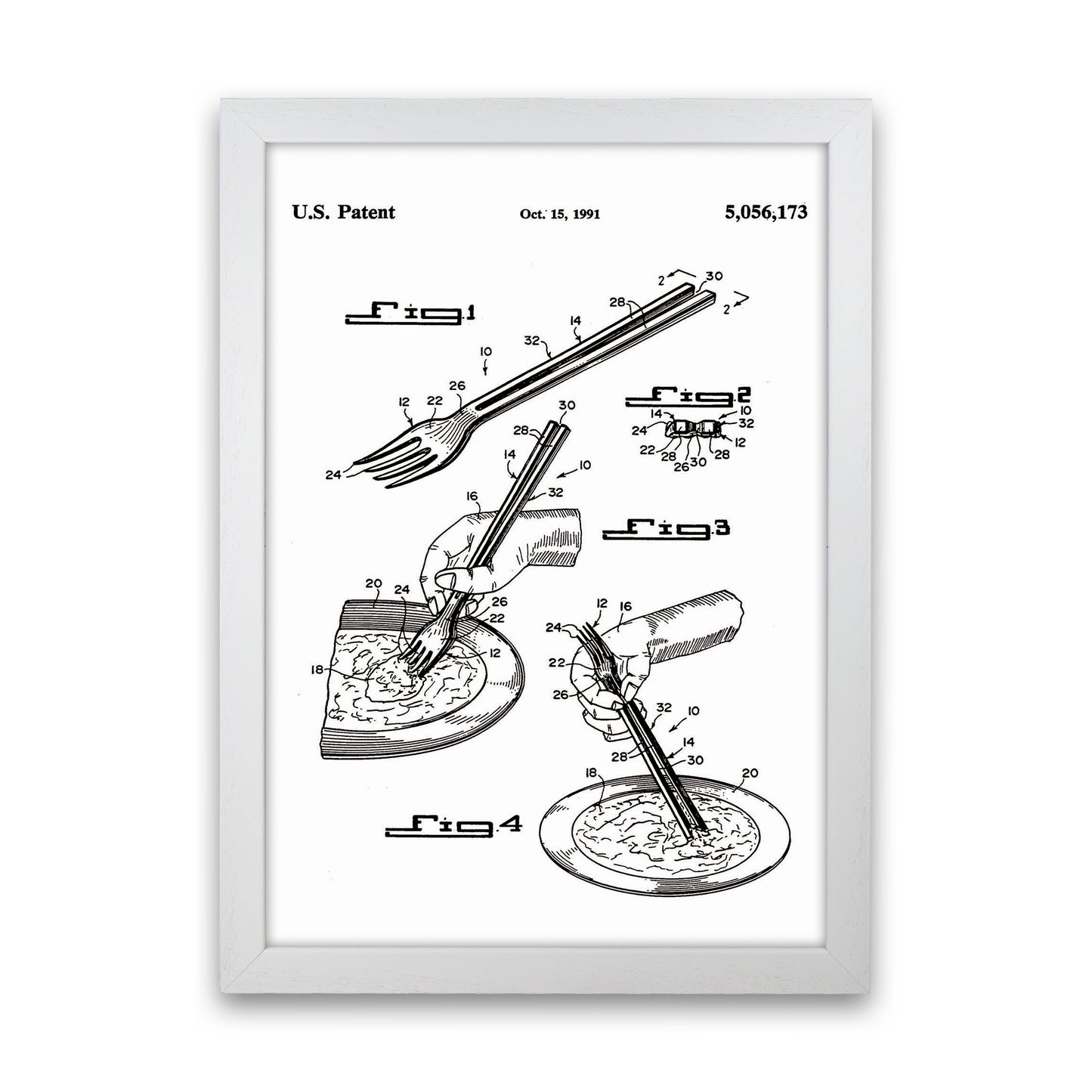 Fork Patent Art Print by Jason Stanley White Grain