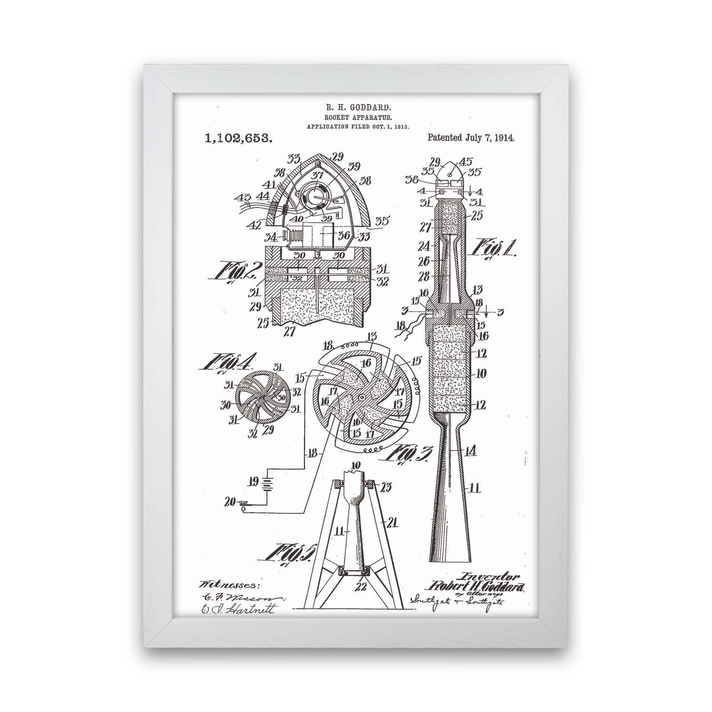 Rocket Patent Art Print by Jason Stanley White Grain
