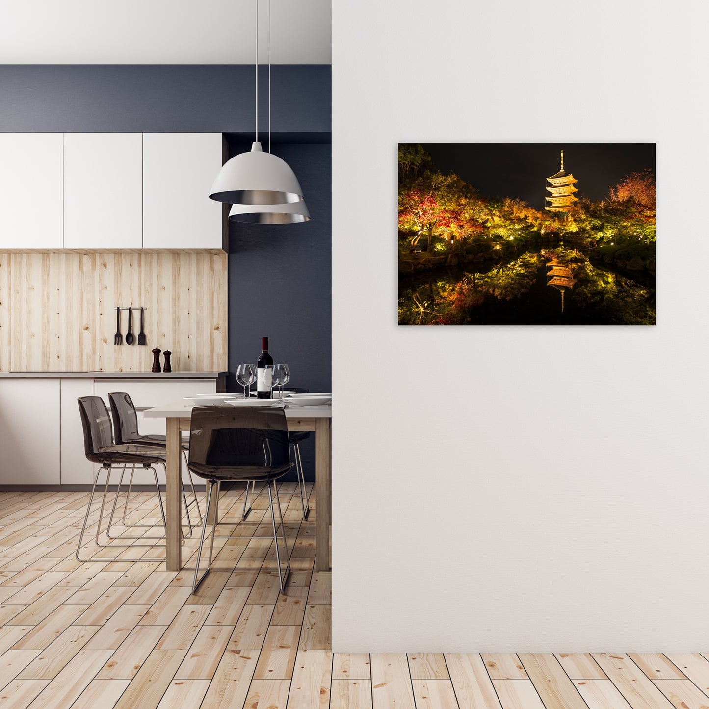 Kyoto Fire Landscape Art Print by Karsten Wrobel A1 Black Frame