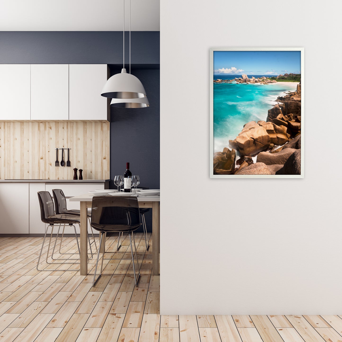 Secret Beach Portrait Art Print by Karsten Wrobel A1 Oak Frame