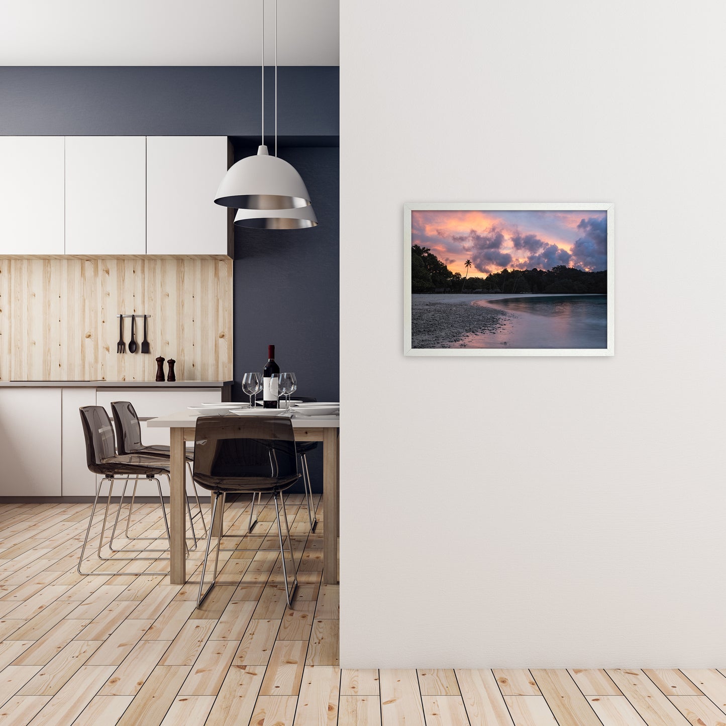 Champagne Sunset Art Print by Karsten Wrobel A2 Oak Frame