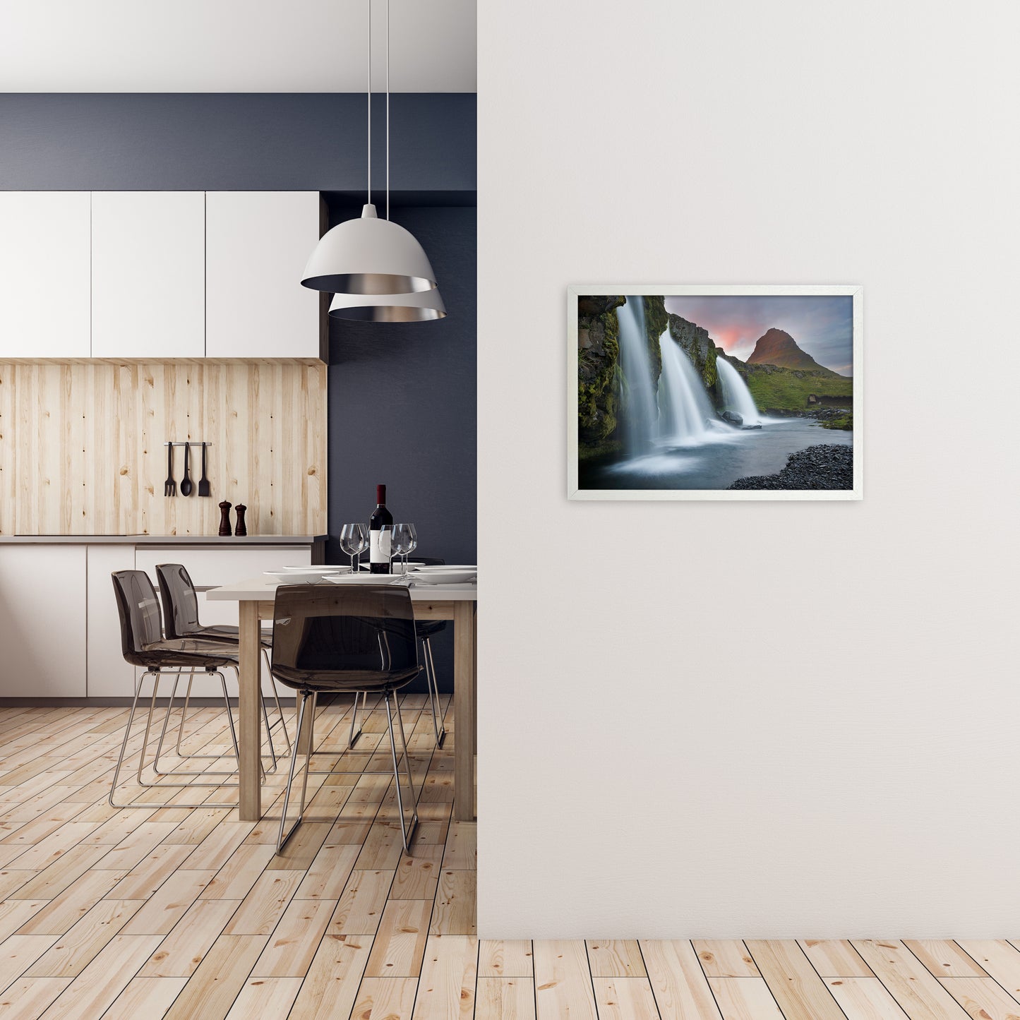 Triple Falls Art Print by Karsten Wrobel A2 Oak Frame