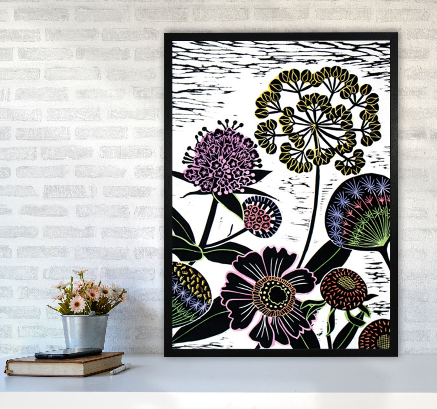 Autumn Seeds Art Print by Kate Heiss A1 White Frame