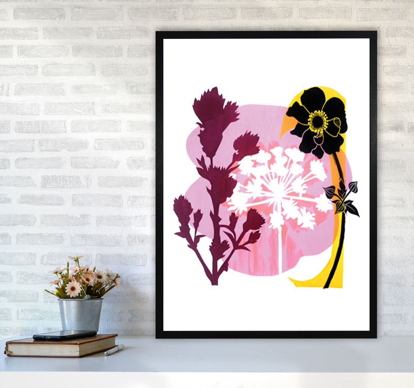 Japanese Anemone Art Print by Kate Heiss A1 White Frame