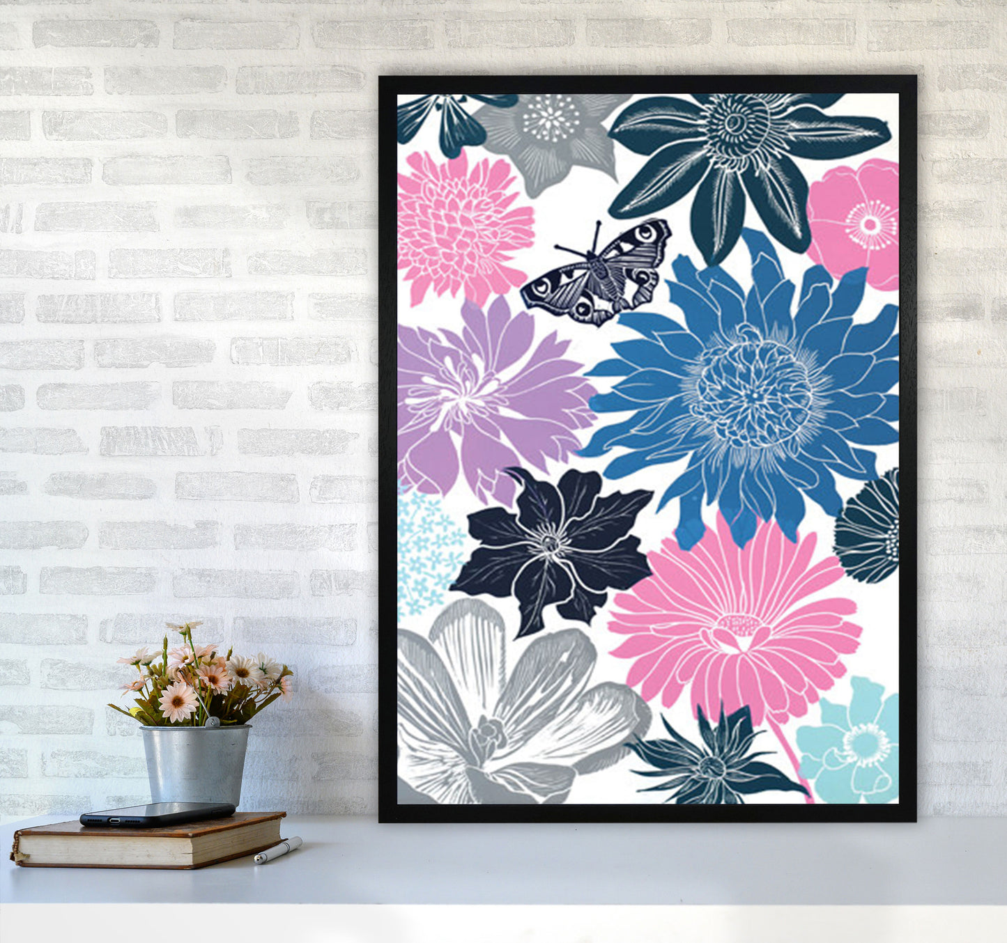 Cottage Garden 18 postcard Art Print by Kate Heiss A1 White Frame