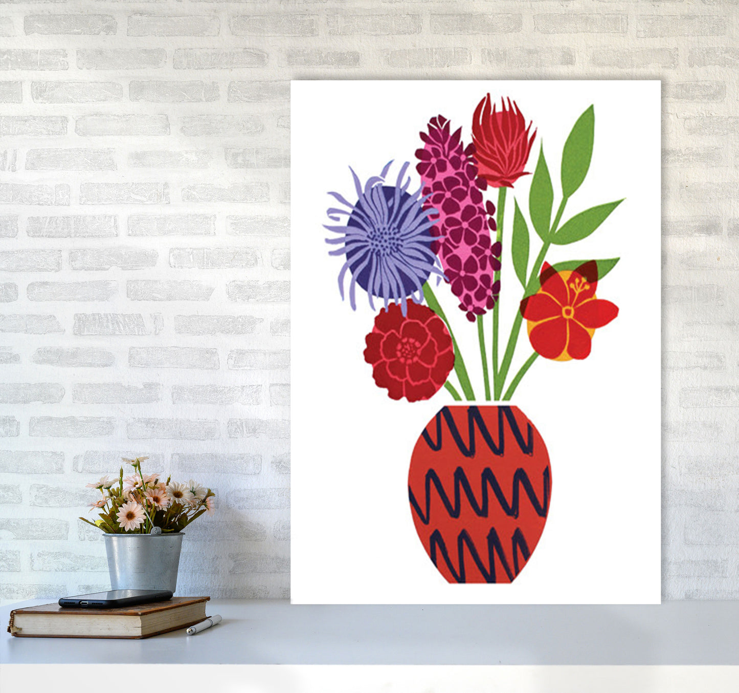 Zig Zag Vase Art Print by Kate Heiss A1 Black Frame