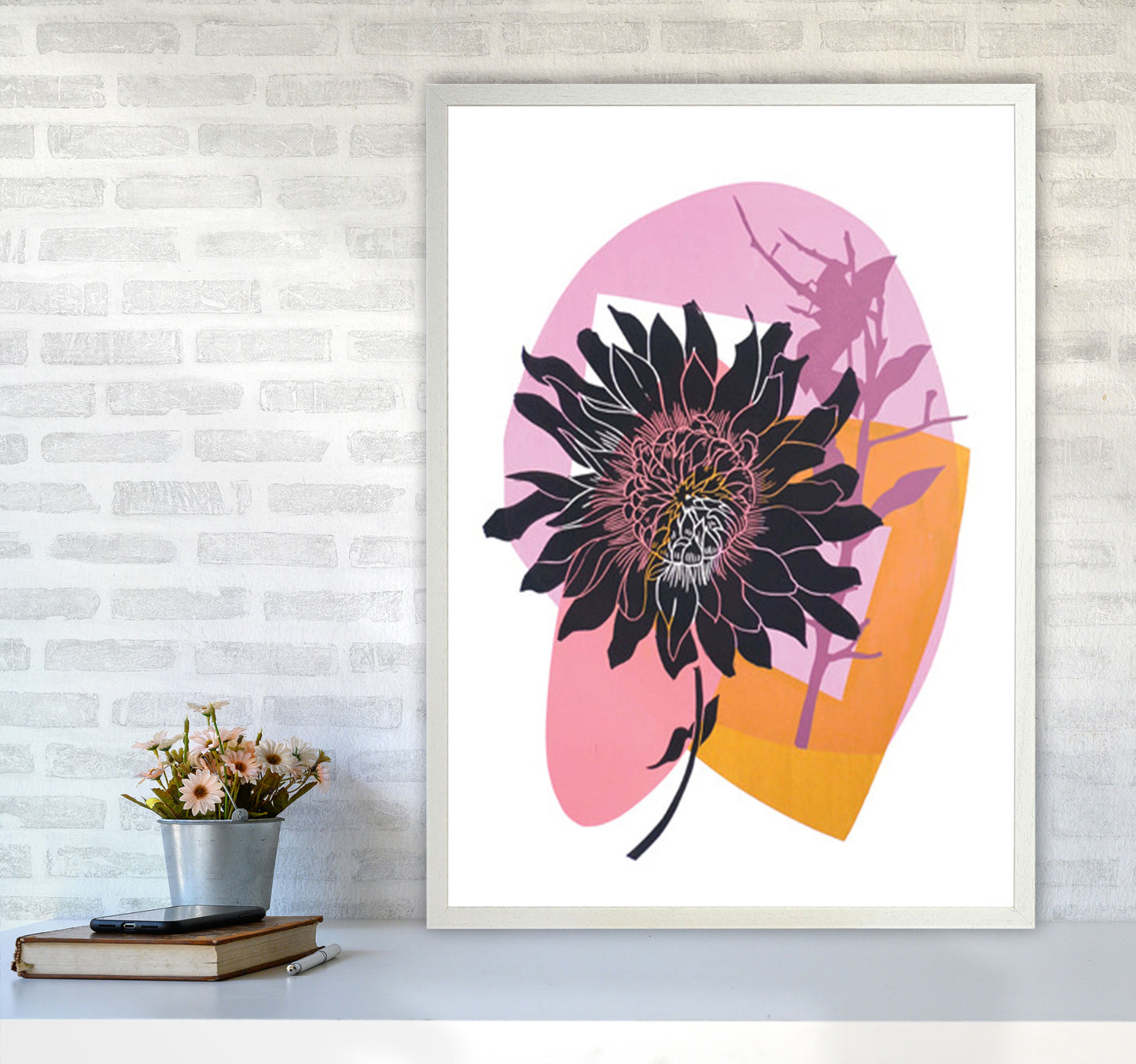 Clematis & Blueberry Art Print by Kate Heiss A1 Oak Frame