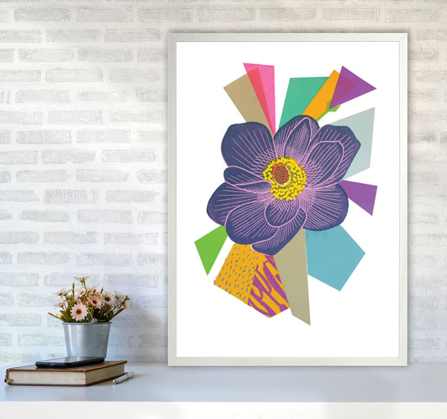 Anemone1 Series 1 Art Print by Kate Heiss A1 Oak Frame