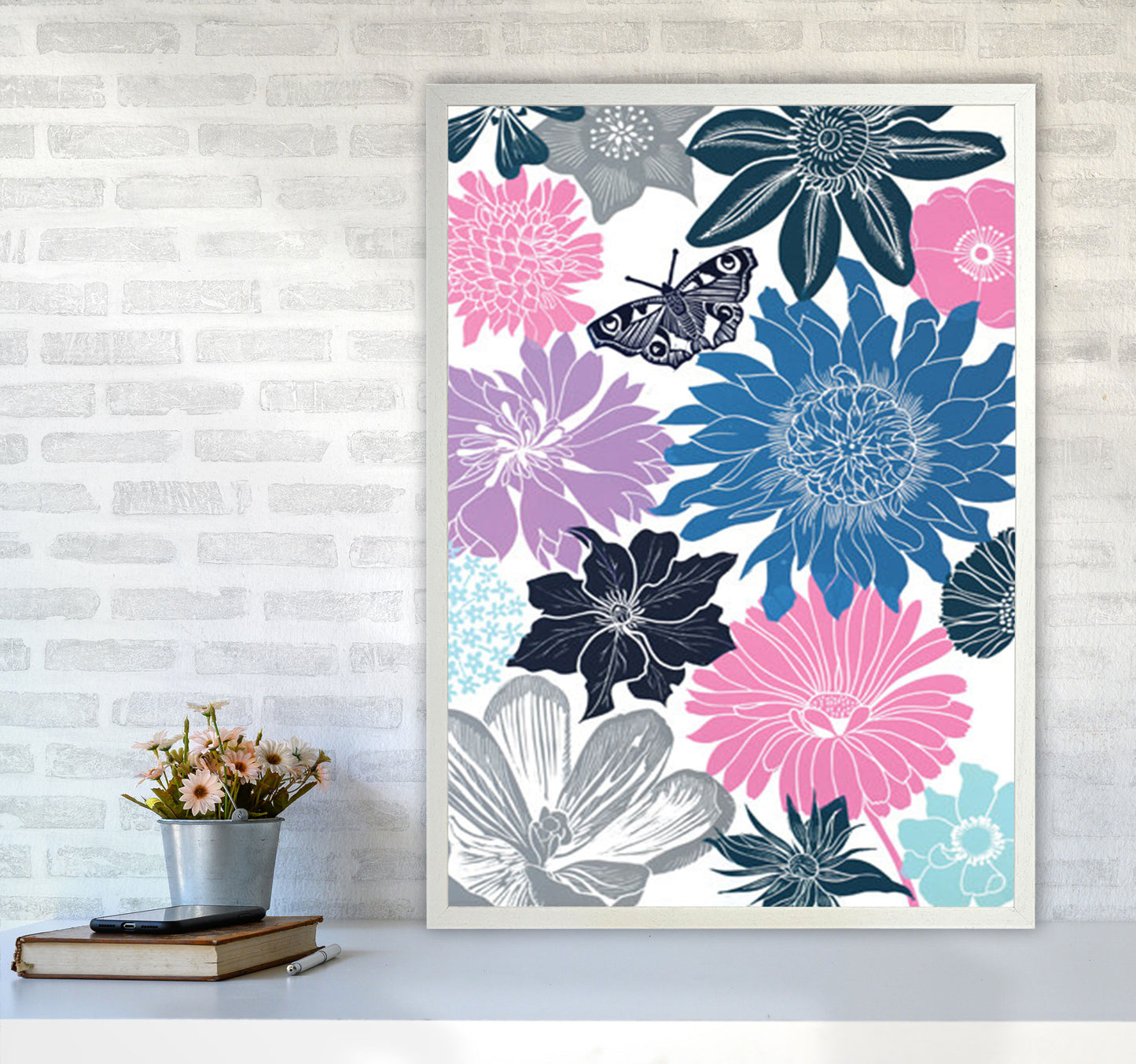 Cottage Garden 18 postcard Art Print by Kate Heiss A1 Oak Frame