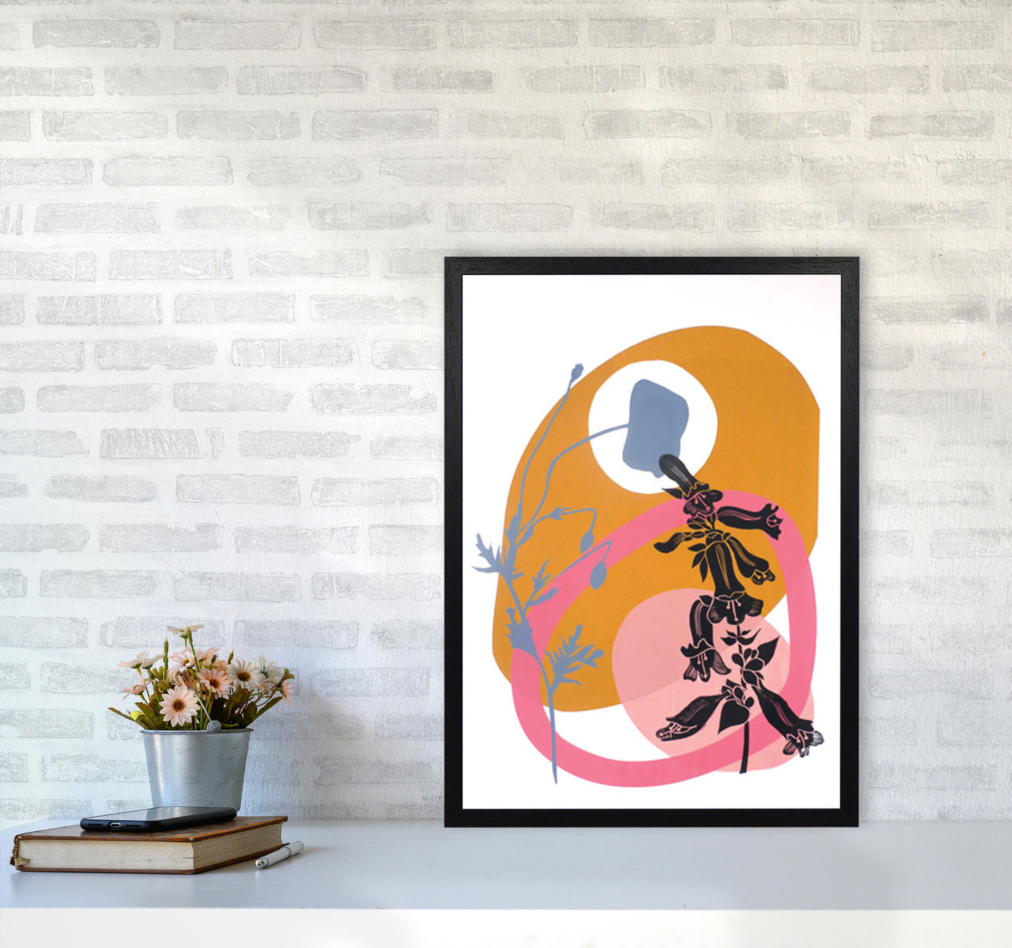 Poppy & Pentemon postcard Art Print by Kate Heiss A2 White Frame