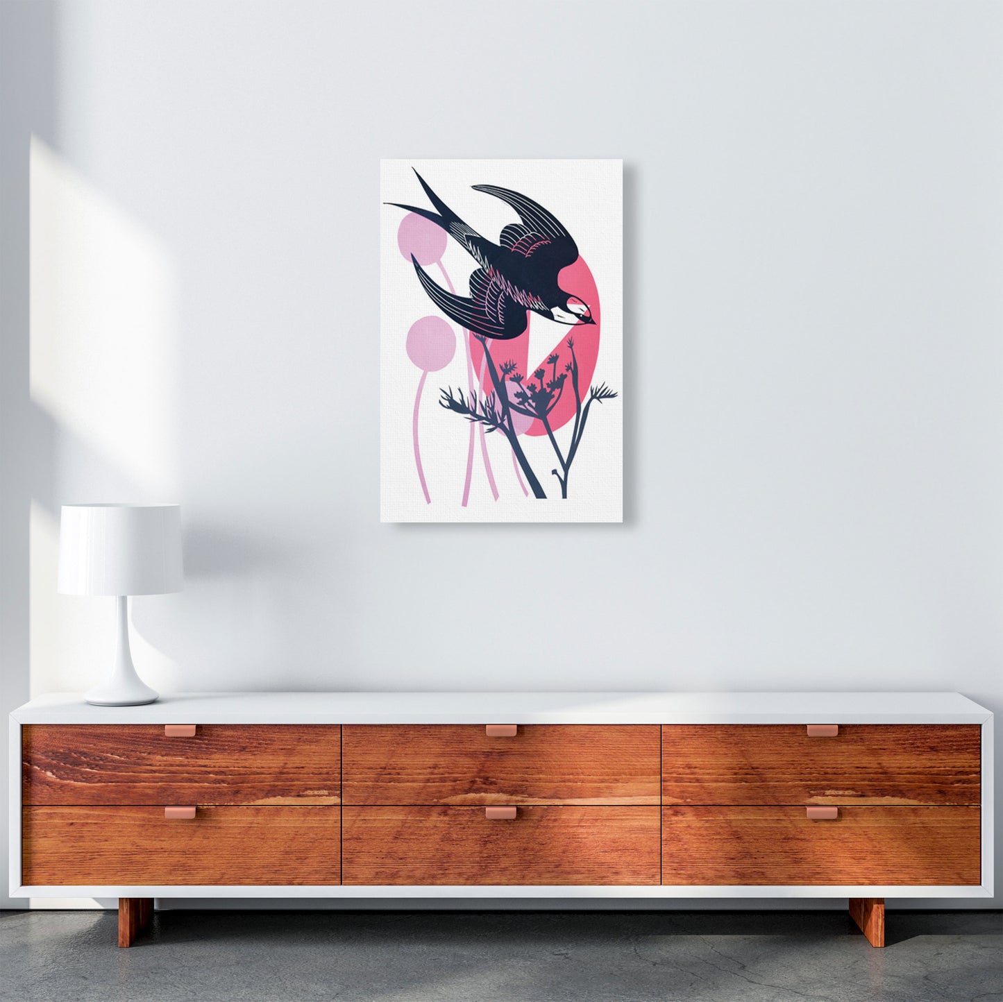 Swallow & Wild Fennel postcard Art Print by Kate Heiss A2 Canvas
