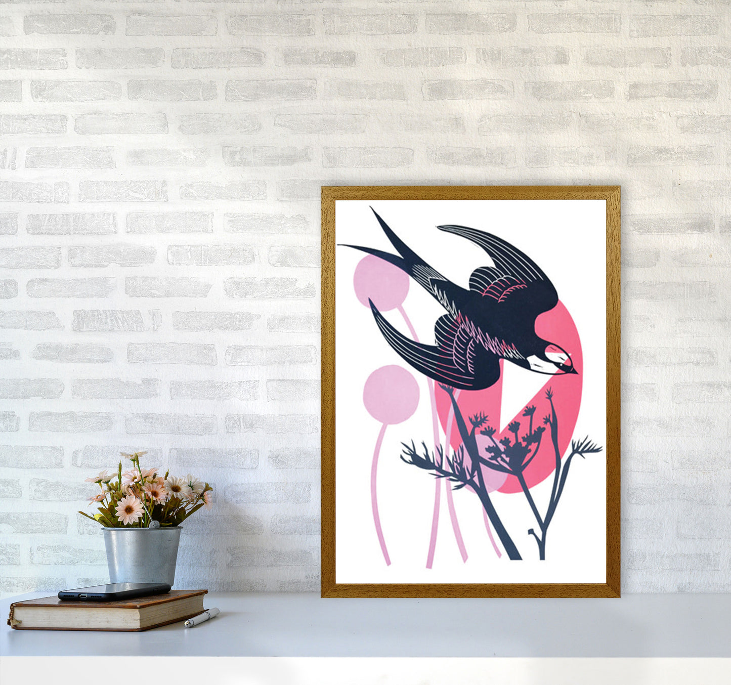 Swallow & Wild Fennel postcard Art Print by Kate Heiss A2 Print Only