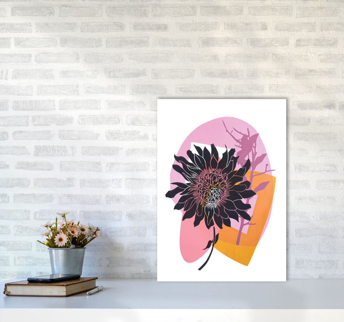 Clematis & Blueberry Art Print by Kate Heiss A2 Black Frame