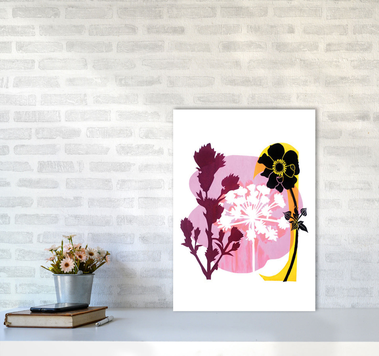 Japanese Anemone Art Print by Kate Heiss A2 Black Frame