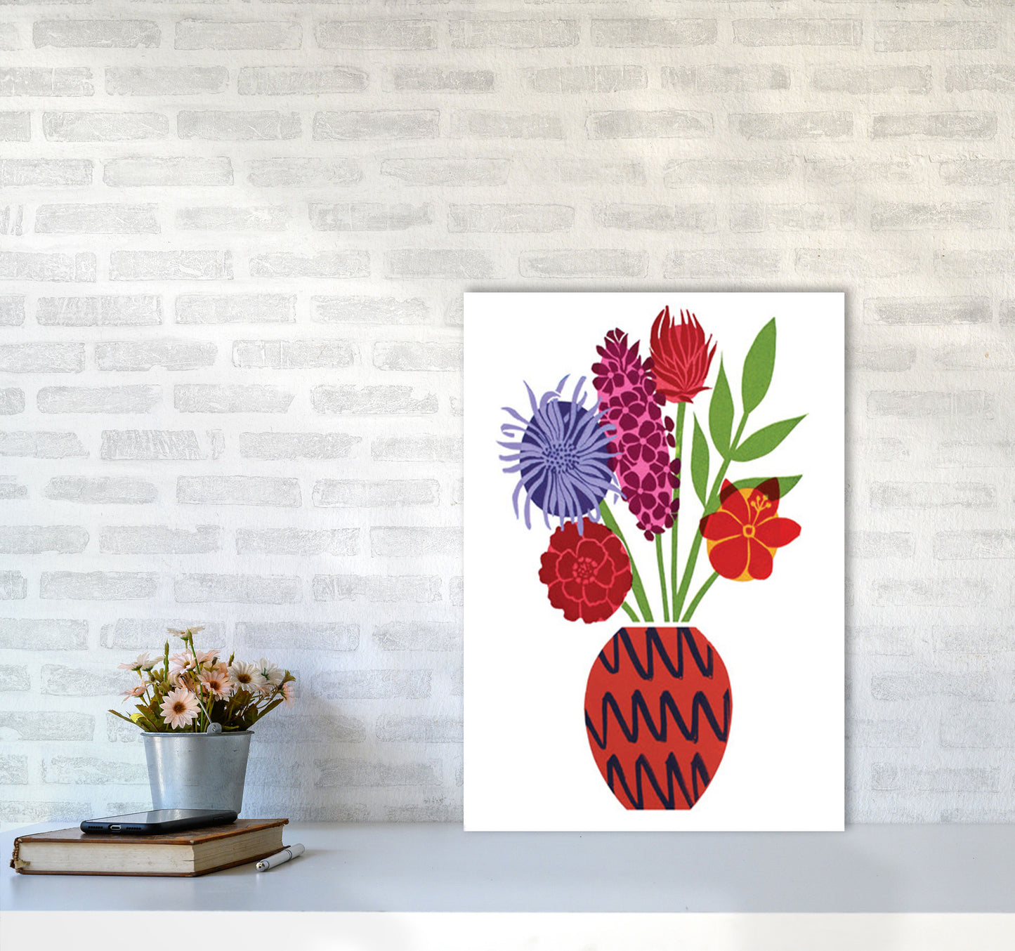 Zig Zag Vase Art Print by Kate Heiss A2 Black Frame