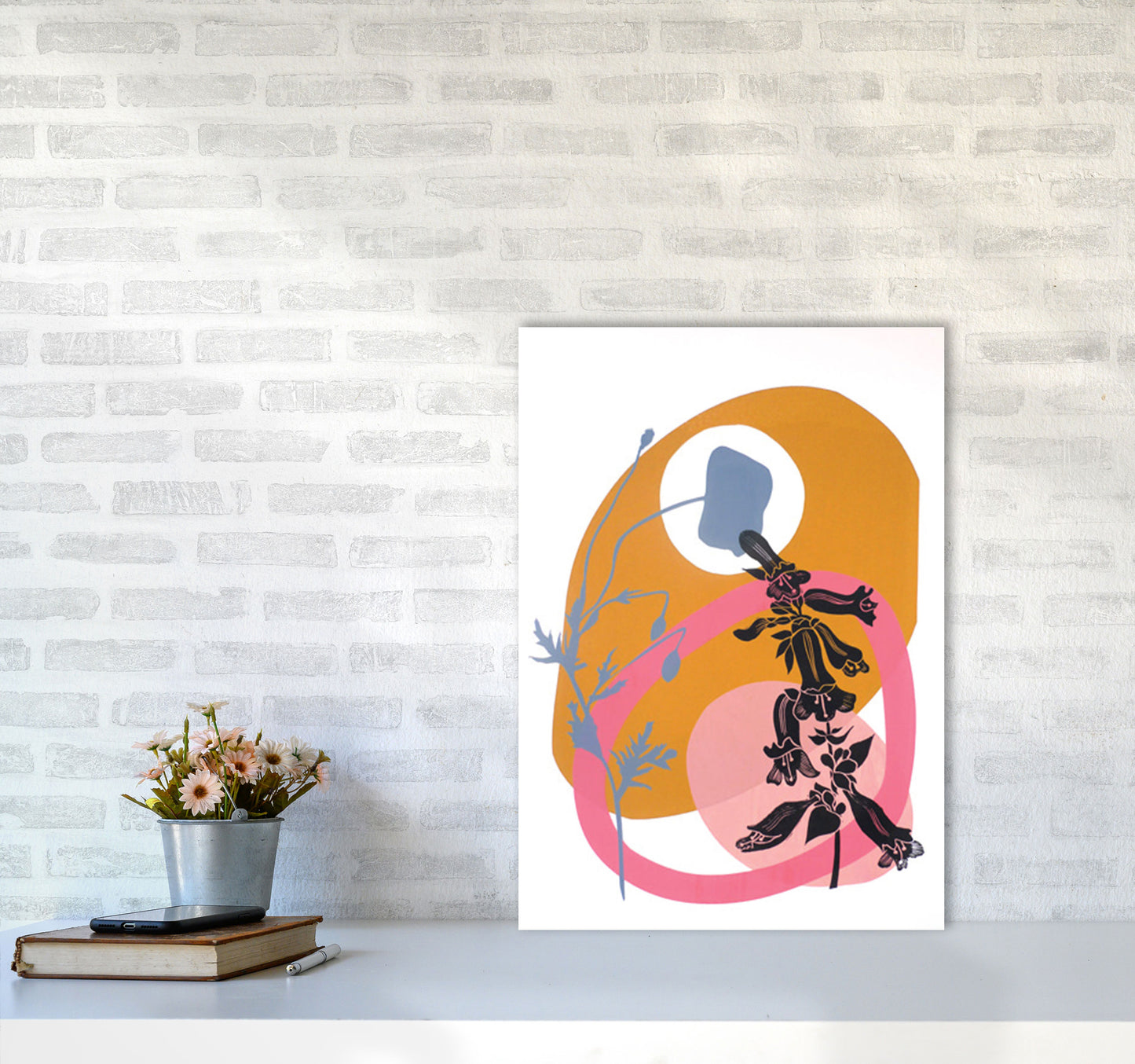 Poppy & Pentemon postcard Art Print by Kate Heiss A2 Black Frame
