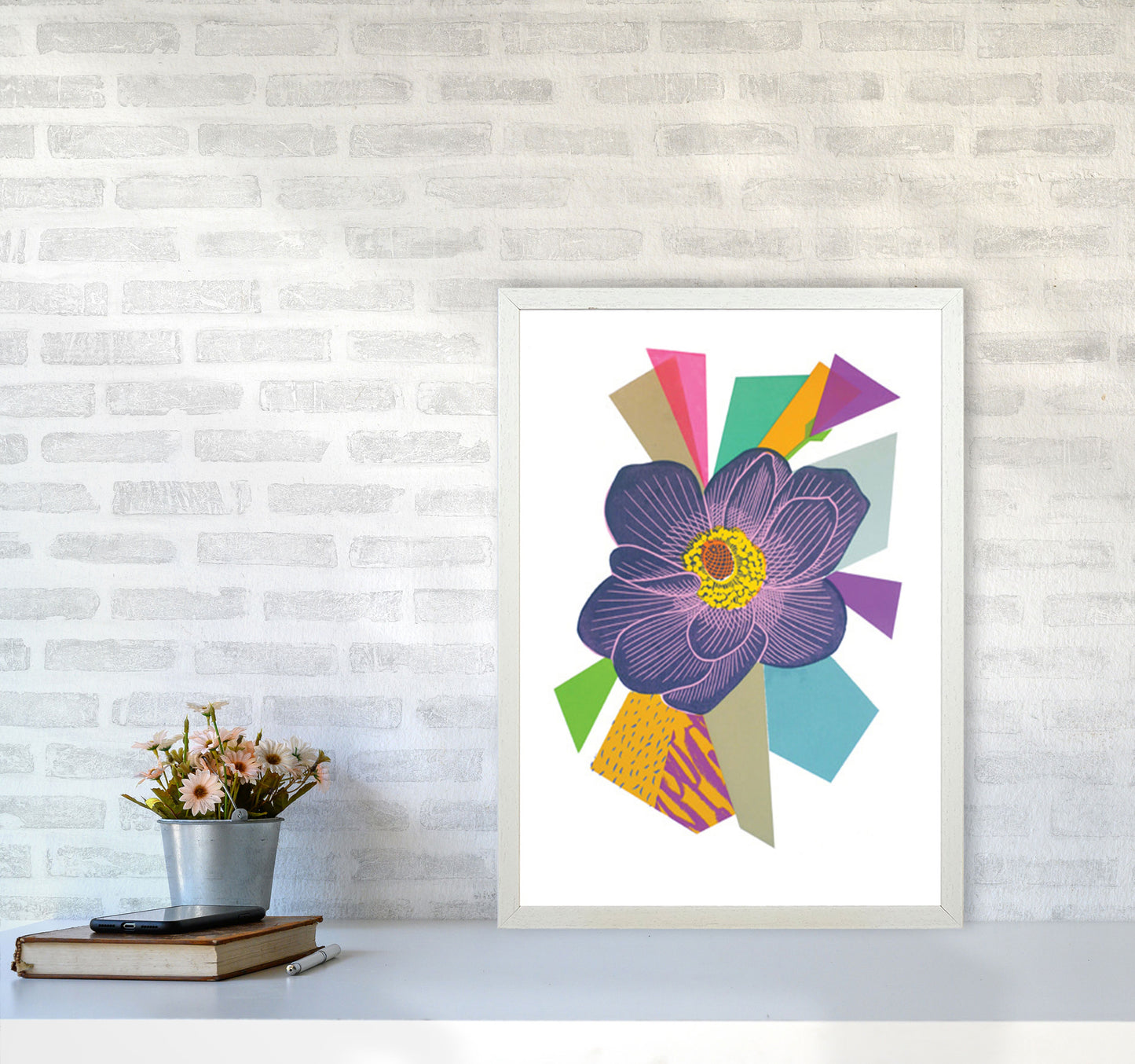Anemone1 Series 1 Art Print by Kate Heiss A2 Oak Frame