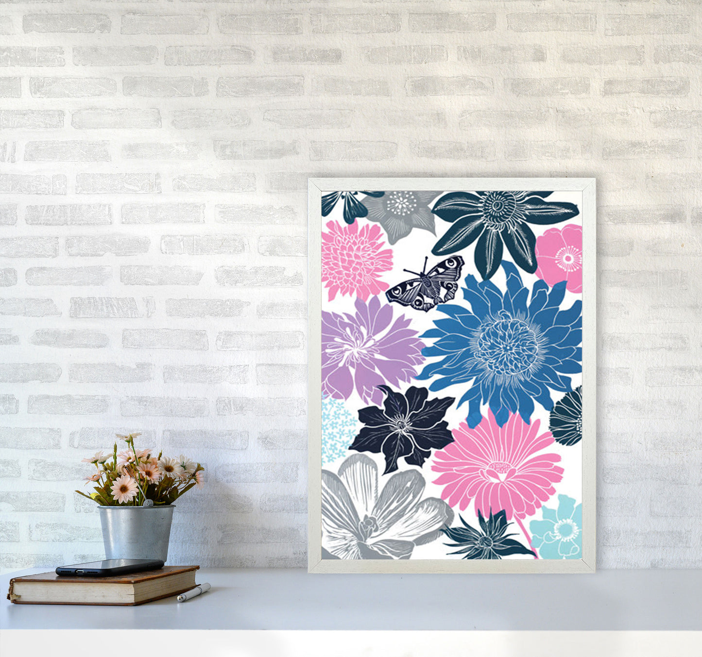 Cottage Garden 18 postcard Art Print by Kate Heiss A2 Oak Frame